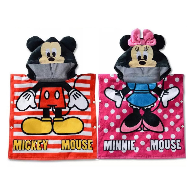 Disney Kids Hooded Bath Towel Child Breathable Gauze Cloak Beach Towel Mickey Minnie McQueen Car Cartoon Boy Girl Towel Gift