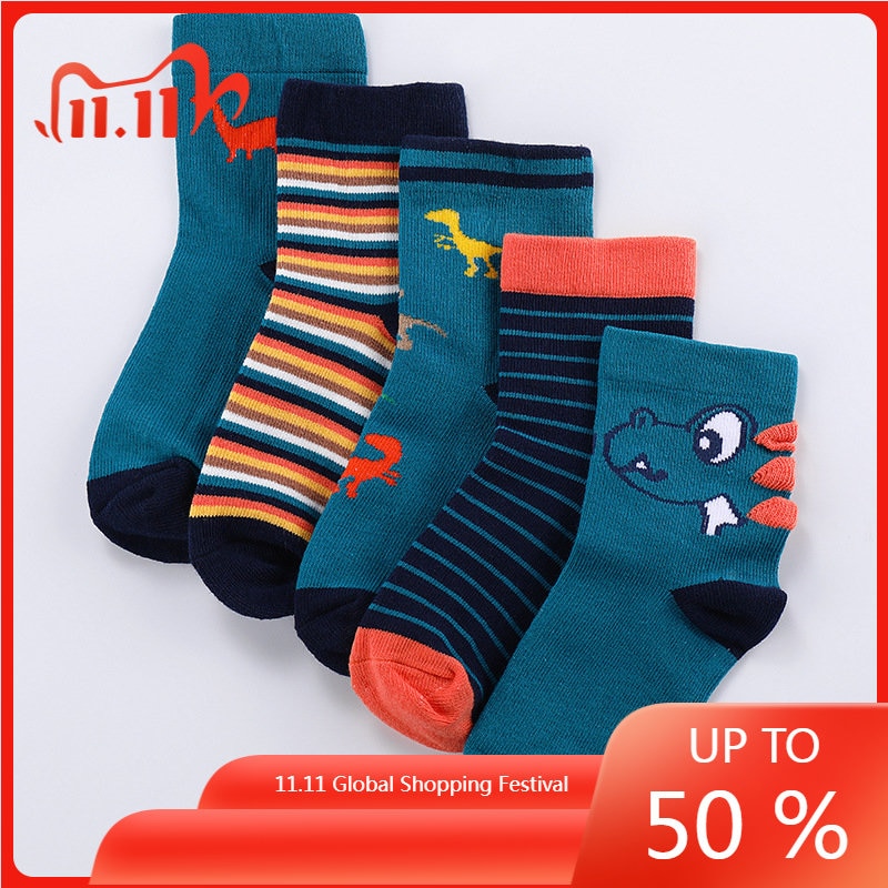 5 Pairs/Lot Baby Socks for Toddler Kids Autumn Winter Cute Cartoon Animal Cotton Socks Children Trendy 1-11 Years