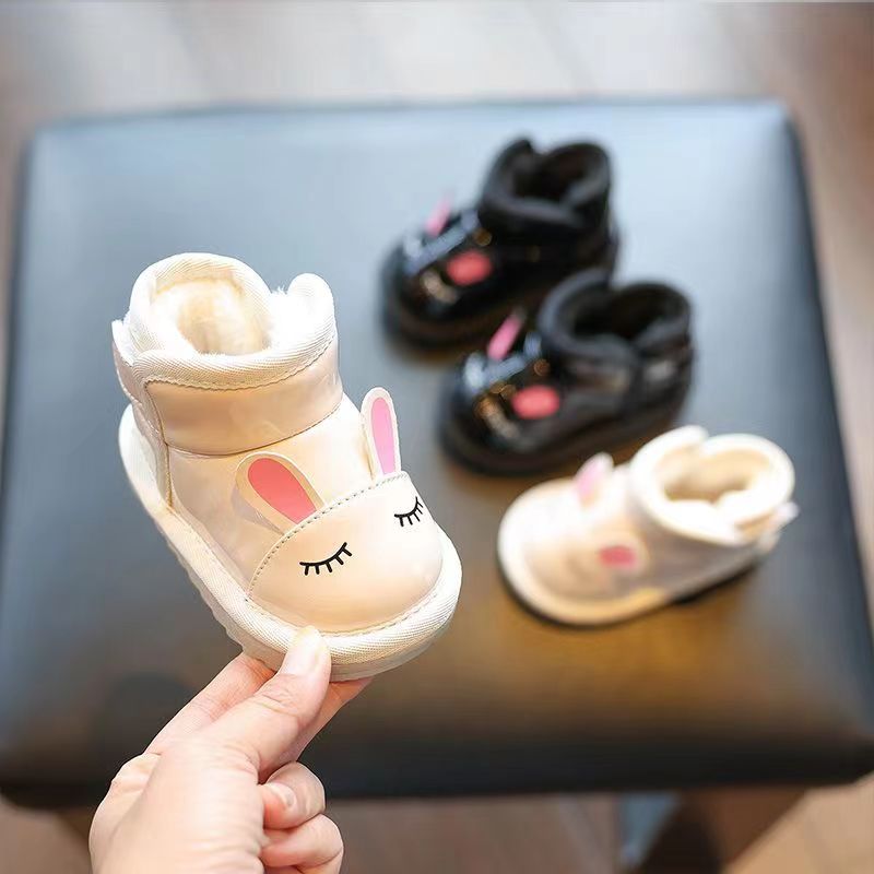 Fashion Winter Baby Girl Cotton Boots Warm Home Slippers Princess Cute Rabbit Shoes Children Toddler Shoes Kids Chelsea Boots