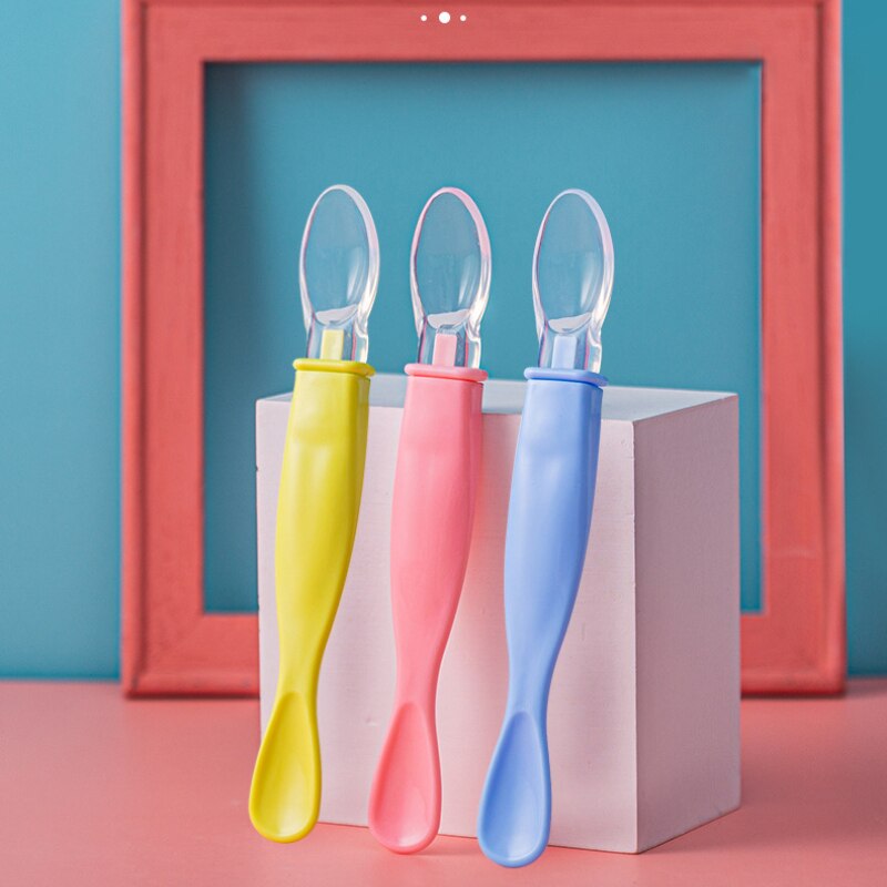 1 Pc Infant Baby Spoon Newborn Mini Transparent Soft Silicone Safety Spoon Non-toxic Feeding Spoon for 0-4 Years Babies Utensils
