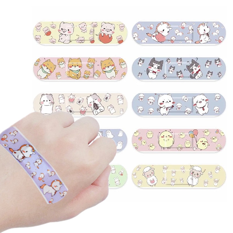 120pcs/lot Breathable Self-adhesive Plaster Bandages Patches Woundplast Kawaii Cartoon Water Resistant Band Aid for Children