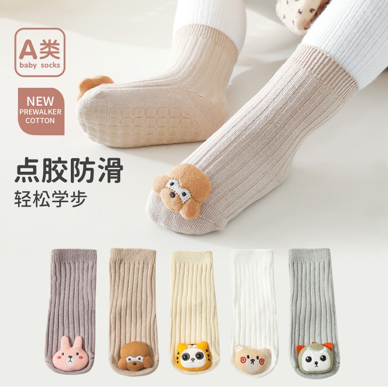 New Autumn Winter Kawaii Baby Tube Socks Babies Non-slip Floor Sock Cartoon Bear Duck Cotton Print Newborn Toddler Accessories