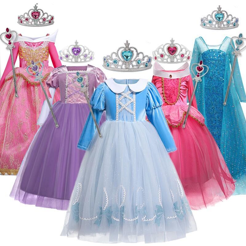 Halloween Princess Cosplay Dress for Kid Winter Clothing Children Long Sleeve Dress Girl Carnival Party Costumes 4 6 8 10 Yrs