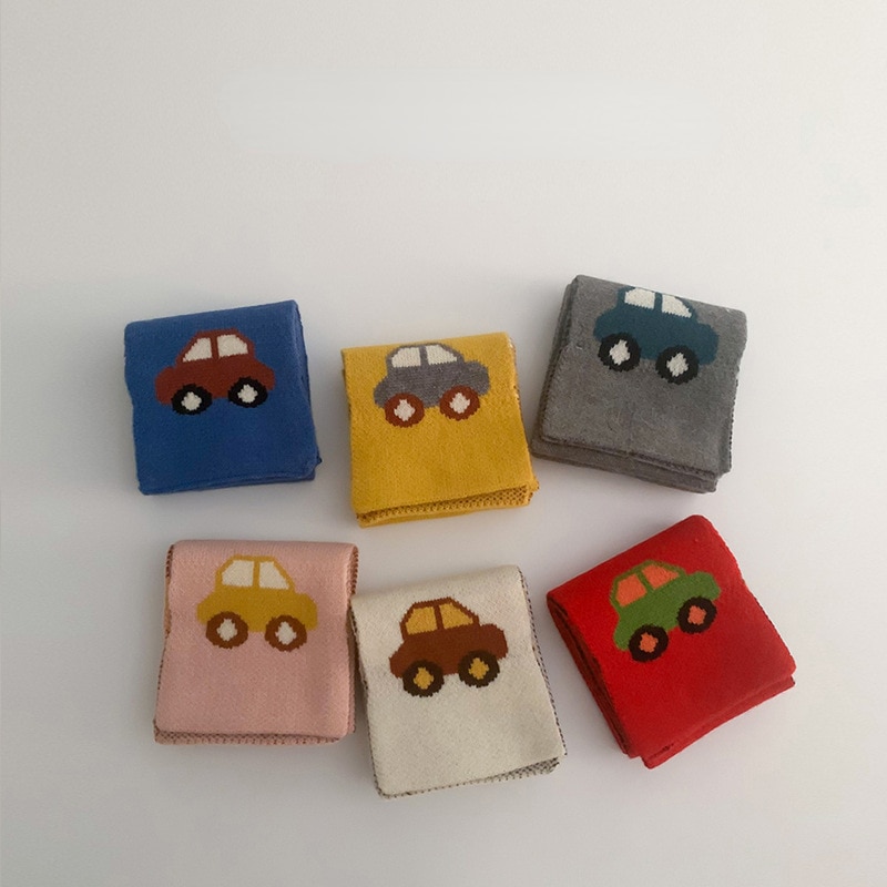 Korean Cartoon Car Soft Knitted Kids Scarf Winter Warm Infant Toddler Neck Warm Fashion Baby Girl Boy Scarves Bibs