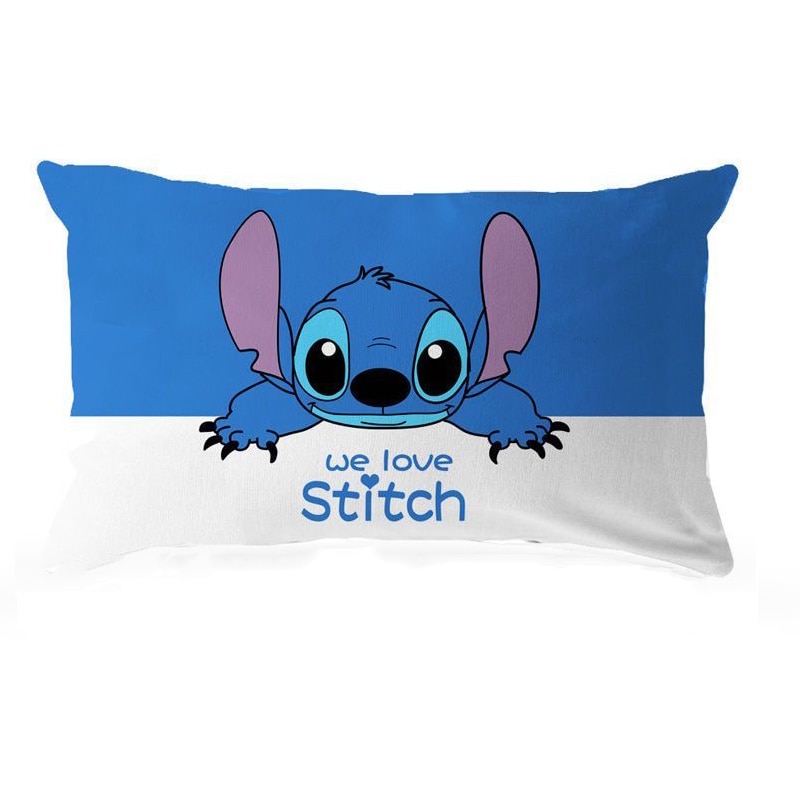 Disney Children's Bedroom Stitch Pillow Cushion Cover Blue Cartoon Pillow Case Kindergarten Boys and Girls 40x65cm