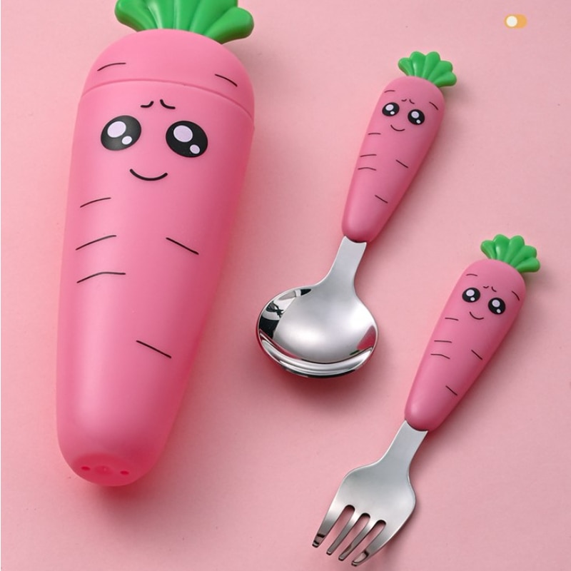 1/3PCS Baby Feeding Utensils Fork Spoon Set Child Cartoon Cutlery Kid Tableware Kitchen Gadgets Cake Vegetable Fork Teaspoon