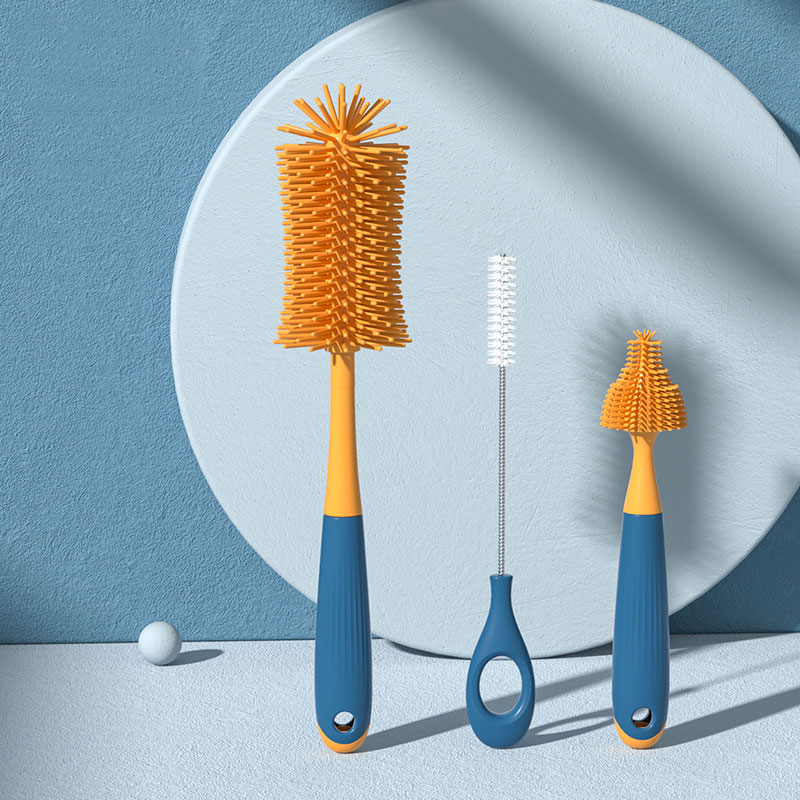 Silicone bottle brush baby pacifier brush straw brush 360 degree rotation wash cup cleaning tool cleaning bottle brush