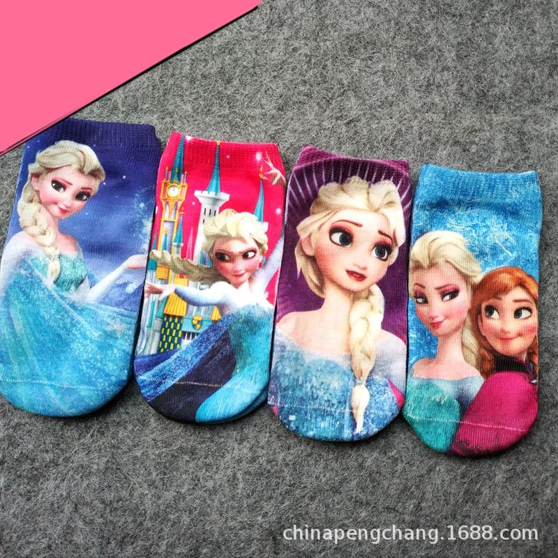 A Pair of Disney Snow Boys and Girls Short Socks Cartoon SpiderMan Spring and Autumn Cotton Mickey Princess Baby Socks Gift