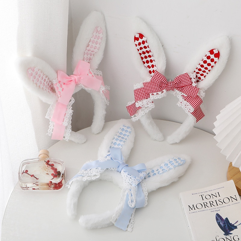 Cute Fluffy Rabbit Ears Hairbands For Women Halloween Easter Cosplay Hair Band Headwear Female Bunny Hair Accessories