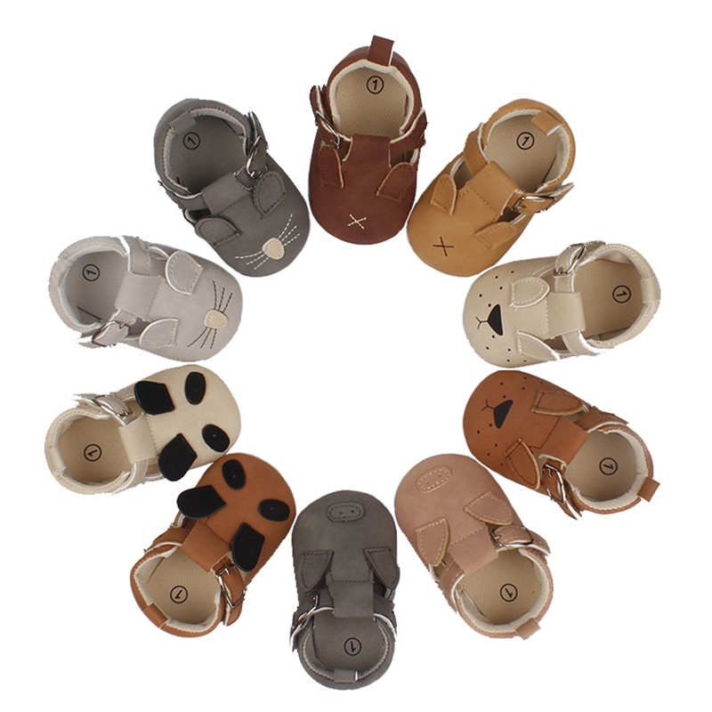 0-1Y Baby Toddler Shoes Spring and Autumn Cartoon Animal Soft Sole Retro Nubuck Walking Shoes