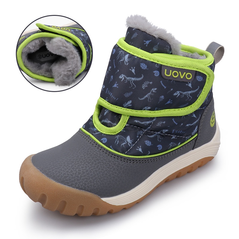 UOVO Kids Boots Children's Rubber Boots Winter fashion Thicken rabbit 's hair Snow Boots Child Warm Short Baby Infant 