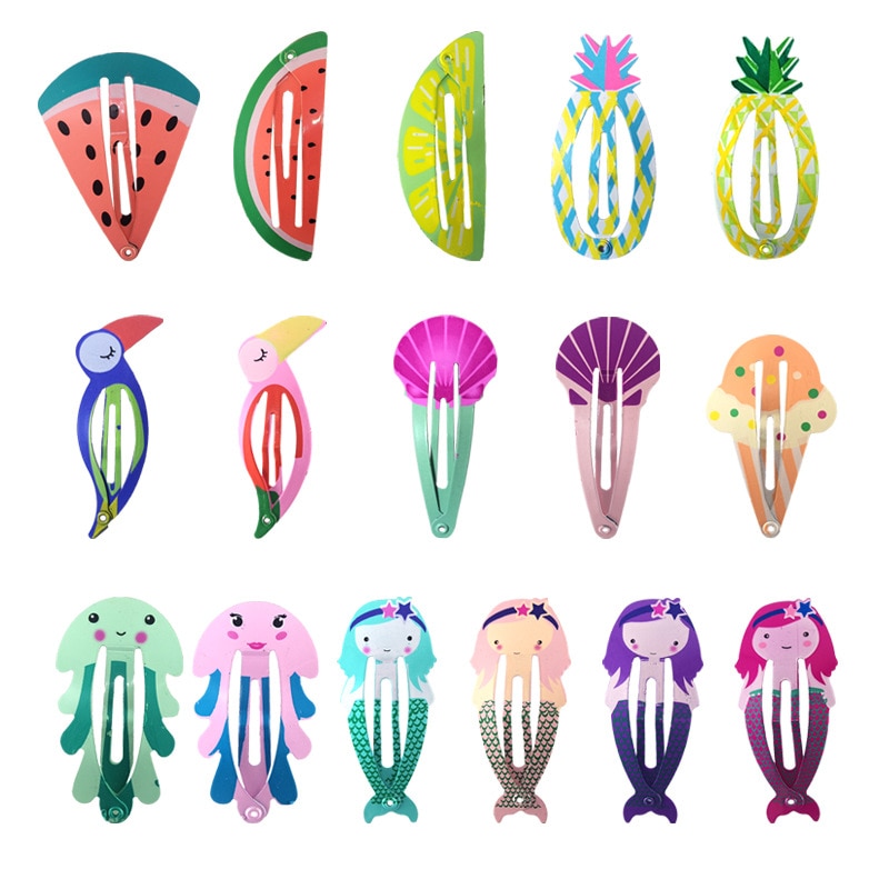 10Pcs/Set Christmas Hair Accessories For Girls Hair Clips For Women Korean Style Cartoonprint Alloy Hairpins For Kids Headdress