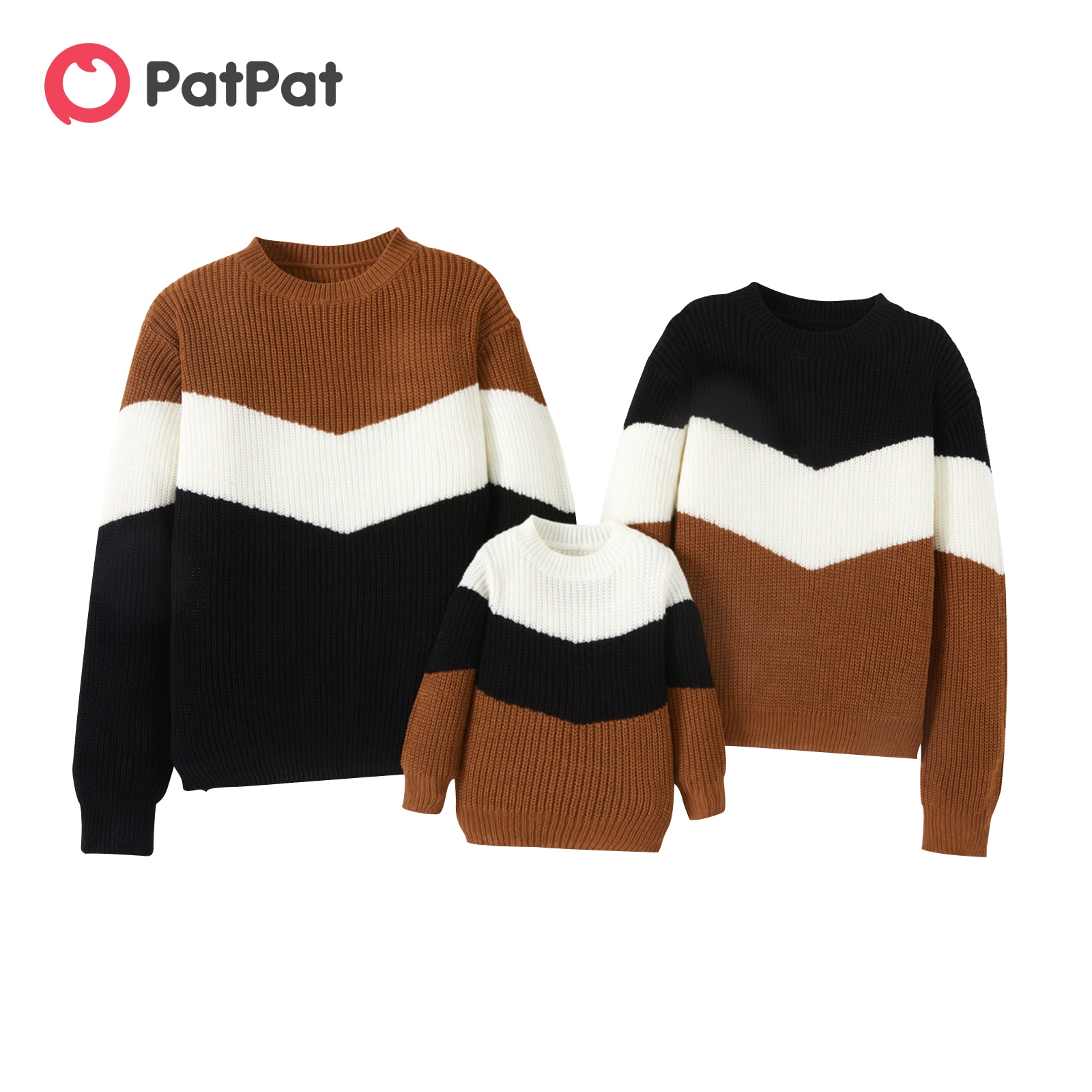 PatPat Family Matching Long-sleeve Colorblock Knitted Pullover Sweaters