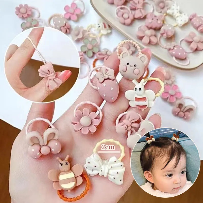 20Pcs/Set Cute Cartoon Bear Rabbit Hair Band Girls Elastic Rubber Band Headwear Flower Bow Baby Kids Hair Accessories Ornaments