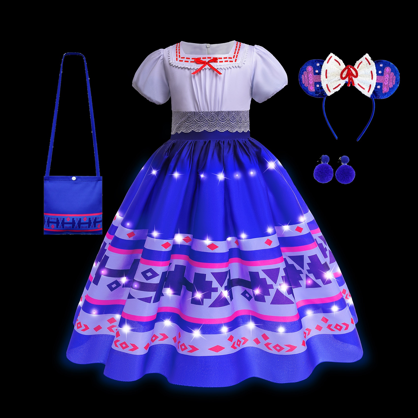 Encanto Light Up Luisa Dress for Girls Kids Birthday Princess Party Costumes Luisa Madrigal Cosplay Clothing Christmas Led Dress