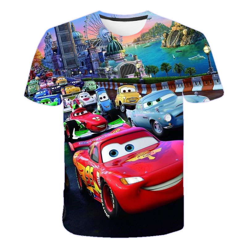 Disney Baby Boy Cartoon 3D printing Pixar Cars Lightning McQueen Children Short Sleeve T Shirts Girl Top Tee Clothes Kid Costume