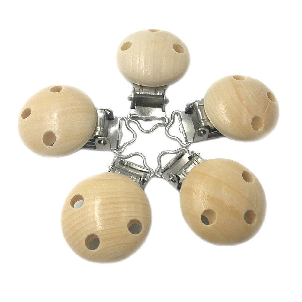 5PC/Set Baby Molar Accessories Wooden Pacifier Clip Necklace Pendant Connection Clip Baby Teether Pacifier Clip Baby Accessories