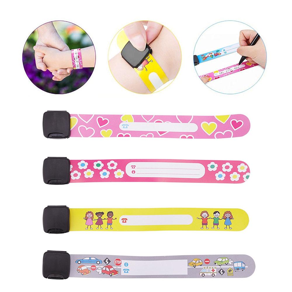 12PCS/8PCS PVC Travel Adjustable Kids Children Safety Recognition Bracelet Waterproof Wrist Strap Anti-lost Wristband