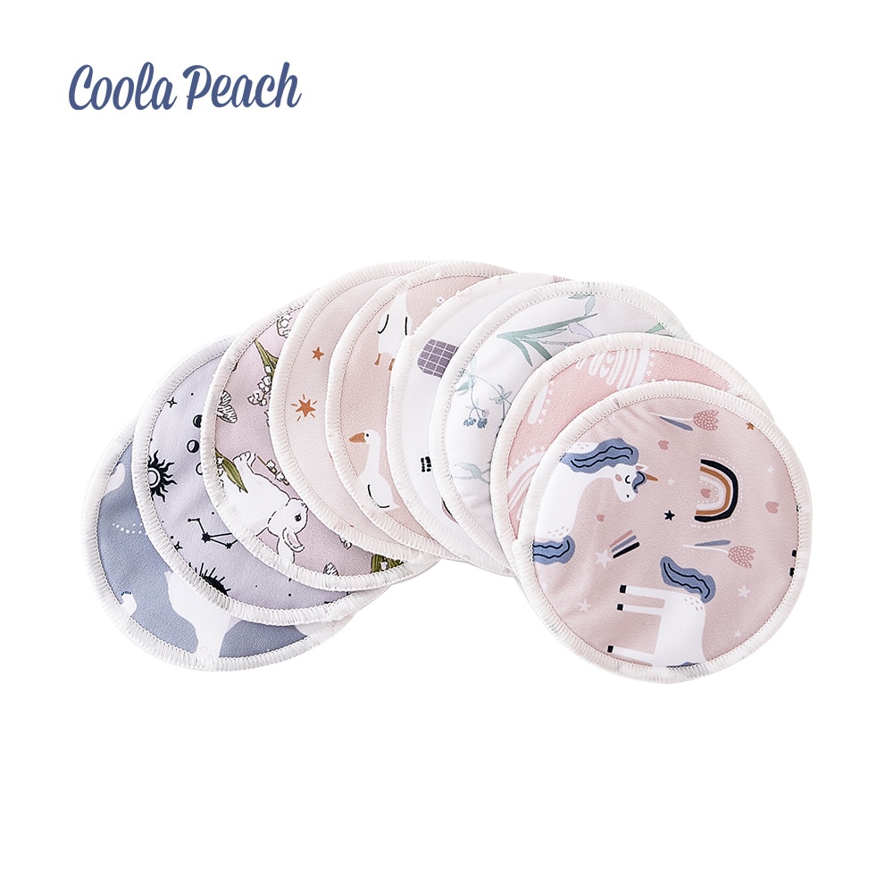 Coolapeach 10 pcs/Set Solid Reusable Breast Pads Washable Super Absorbency Microfiber Nursing Pads With A Bag