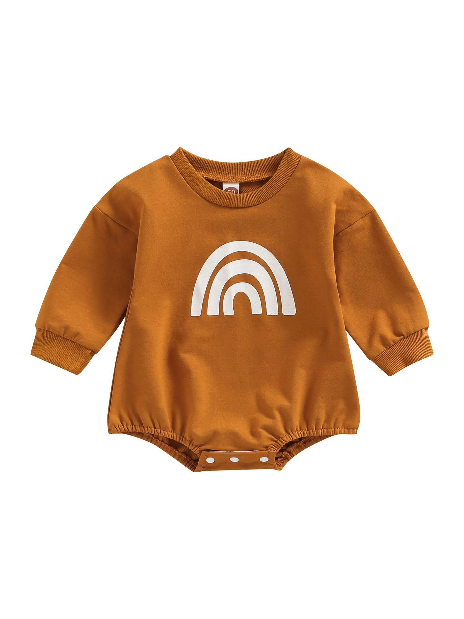 Newborn Baby Boy Girl Sweatshirt Romper Sun Rainbow Letter Print Long Sleeve Round Neck Oversized Bodysuit