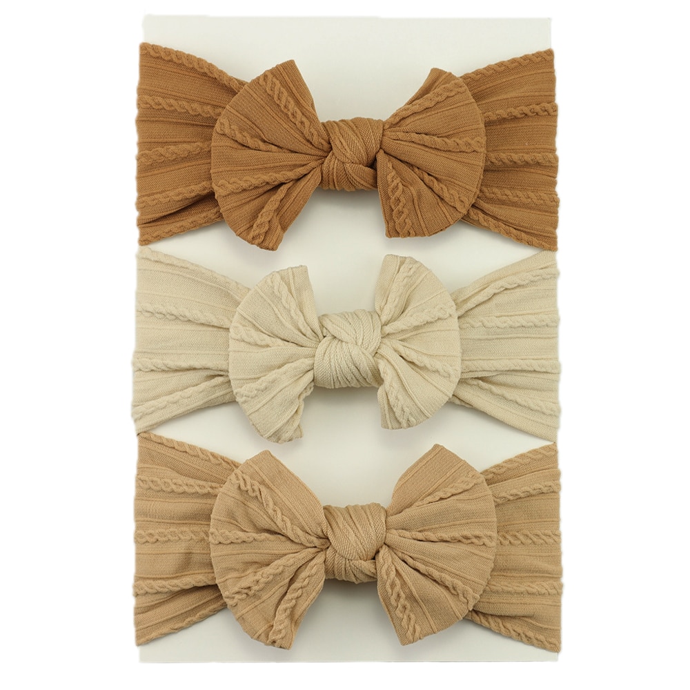 Cable Knit Baby Headband Soft Nylon Bow Headbands for Girls Newborn Elastic Bowknot Children Turban Baby Girl Hair Accessories