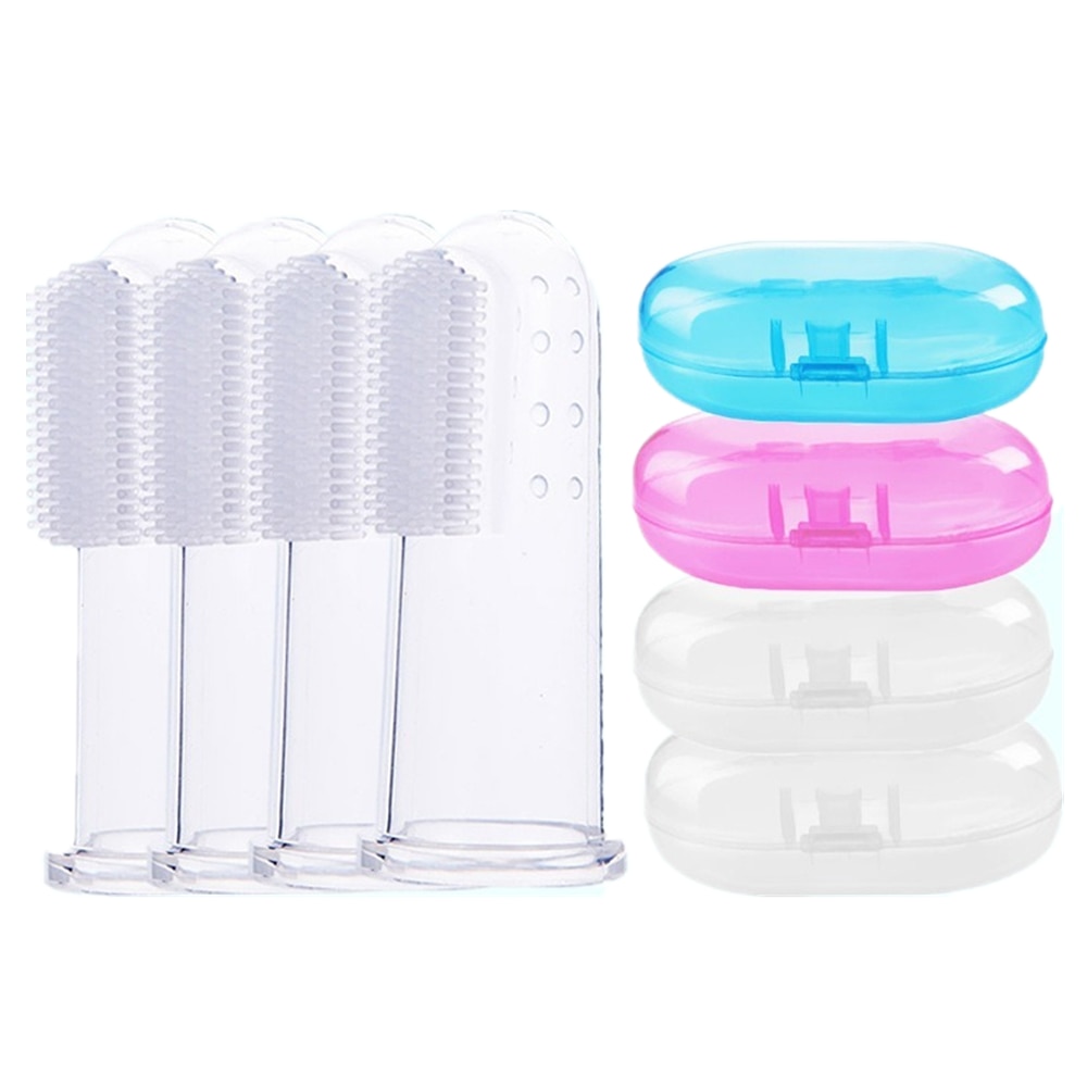 10pcs Silicon Toothbrush+Box Baby Finger Toothbrush Children Teeth Clean Soft Silicone Infant Tooth Brush Rubber Cleaning