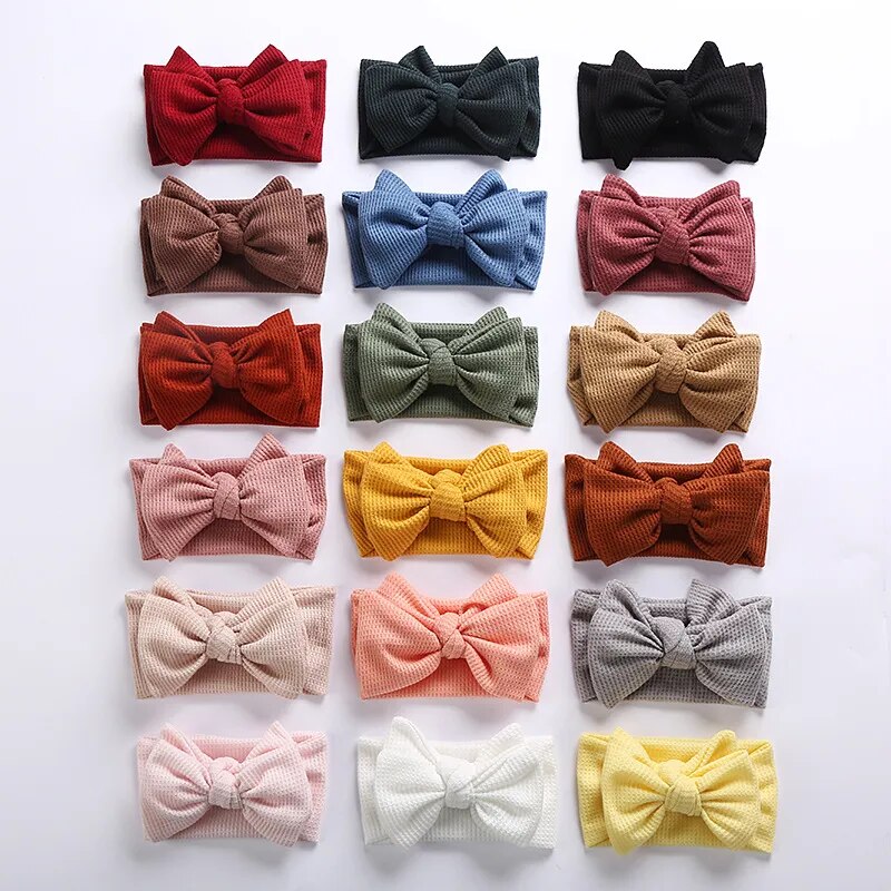 Baby Headband For Girls Elastic Knit Baby Turban Hair Bows Newborn Soft Waffle Solid Color Kids Headwear Hair Accessories