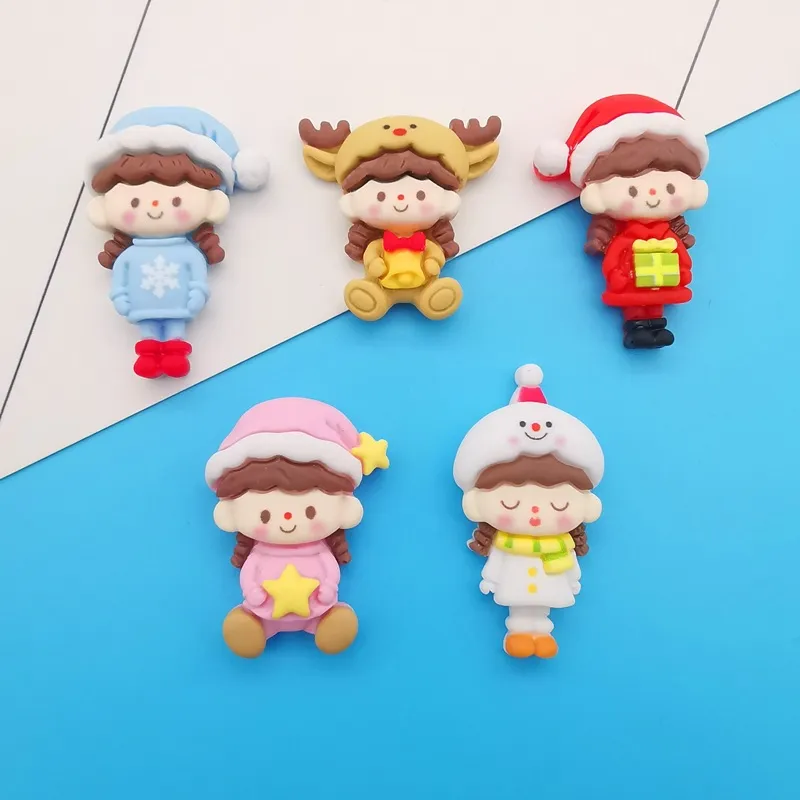 New style color painting 5pcs cute and beautiful girl resin decoration flat back diy jewelry hairpin gift kawaii scrapbook