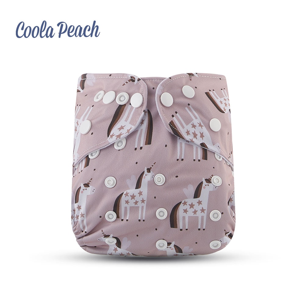 Coola Peach 2pcs Pack Recycled Fabric Baby Cloth Diapers With Liner Reusable Adjustable Cloth Nappy