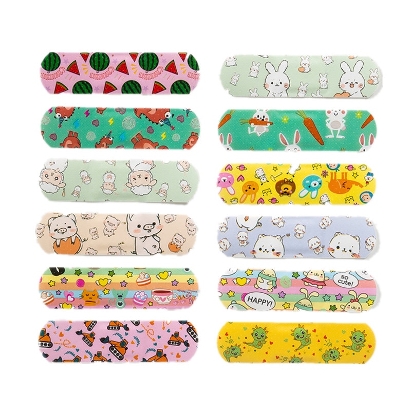 100pcs/set PE Waterproof Skin Patch Hemostasis Band Aid Strips for Kids Baby Wound Plaster First Aid Medical Adhesive Bandages