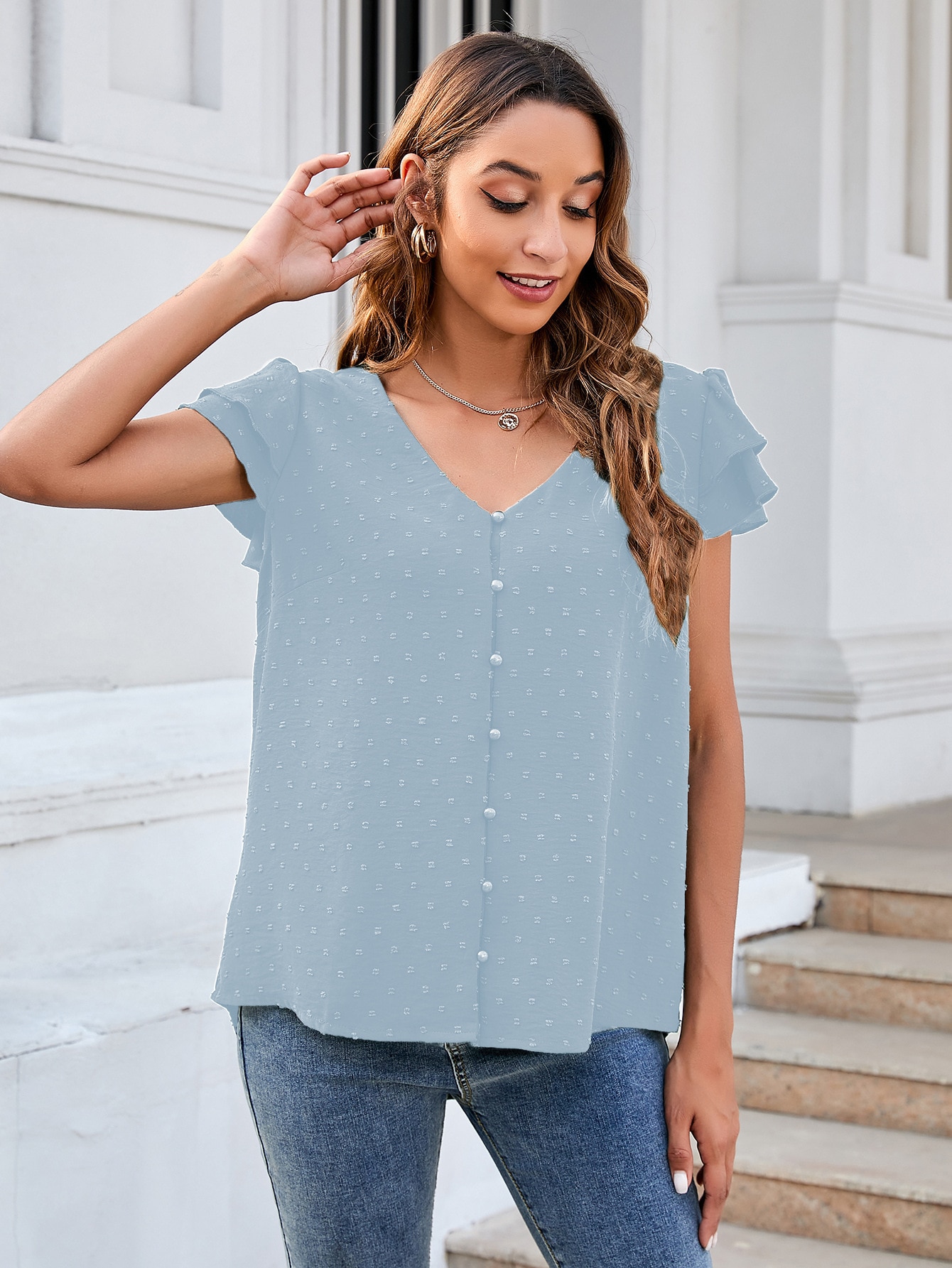 New Women's Ruffle Short Sleeve for Pregnant Women t shirt White