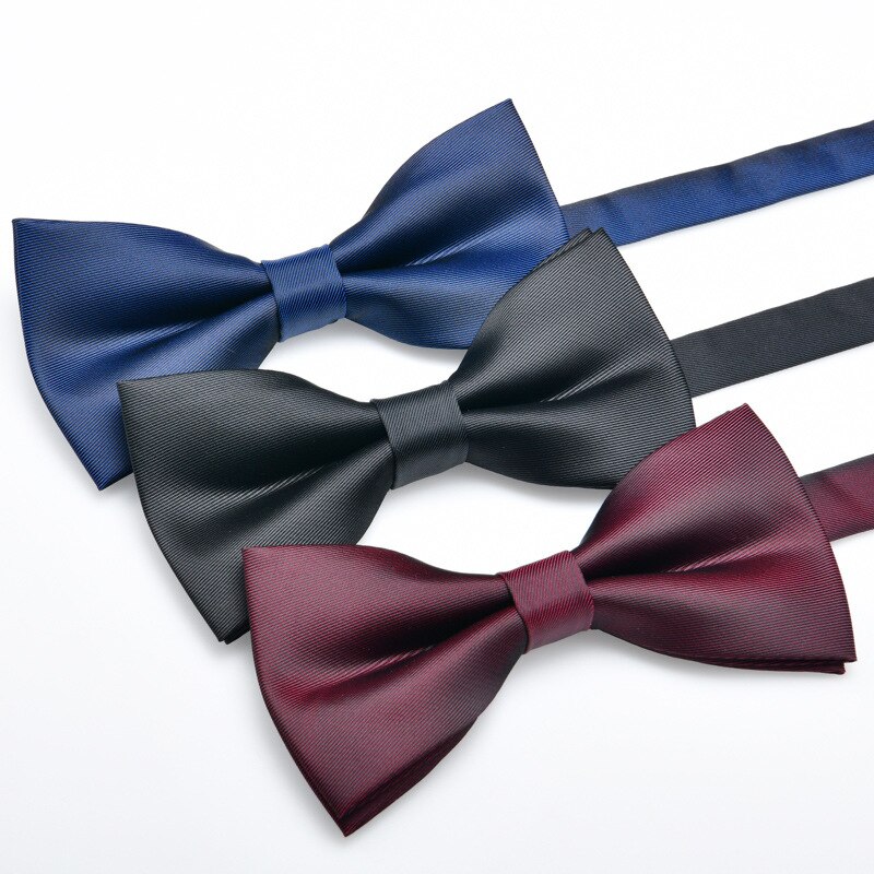 Bowtie Men's Double layer Monochrome Solid Color Necklace Flat Head Solid Color Series Matte Fabric Bowknot Manufacturer So