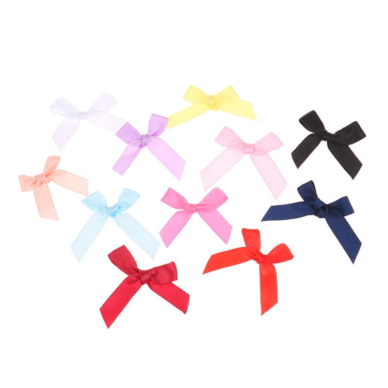50 Pcs 4*4cm Colourful Ribbon Bows Small Size Polyester Satin Ribbon Bow Flower DIY Craft Decoration For Making Hairpin Headgear