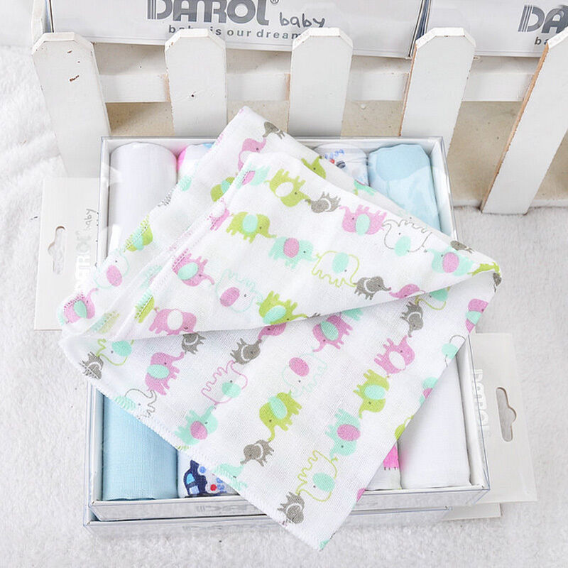 5Pcs/Set Baby Newborn Gauze Square Cotton Bath Wash Handkerchief Towels Soft Baby Towel for Infant Baby Bath Kids Baby Towel