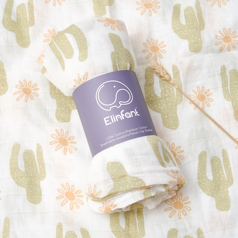 Elinfant Baby Swaddle Wrap Muslin Blanket Baby Blankets Super Soft Blankets for Babies Newborn Items Accessory Stuff Shawls