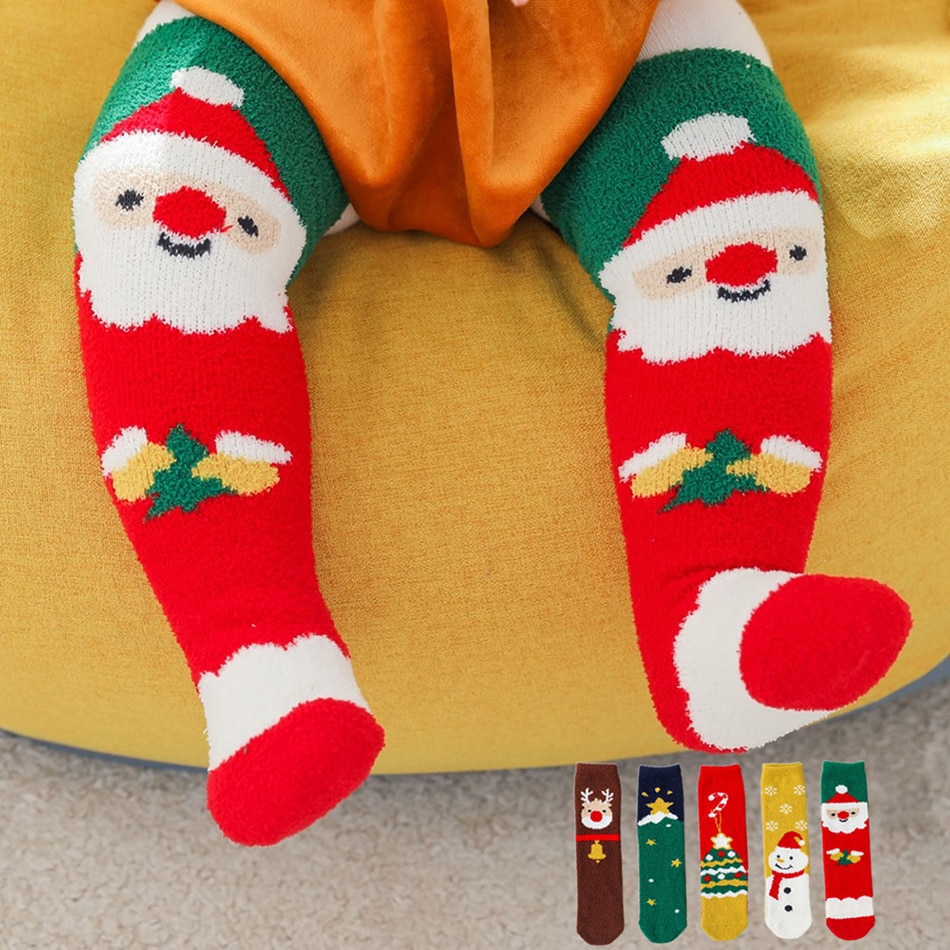 Kids Socks Winter Christmas Socks Thickened Cotton Cartoon Warm Children Christmas Socks