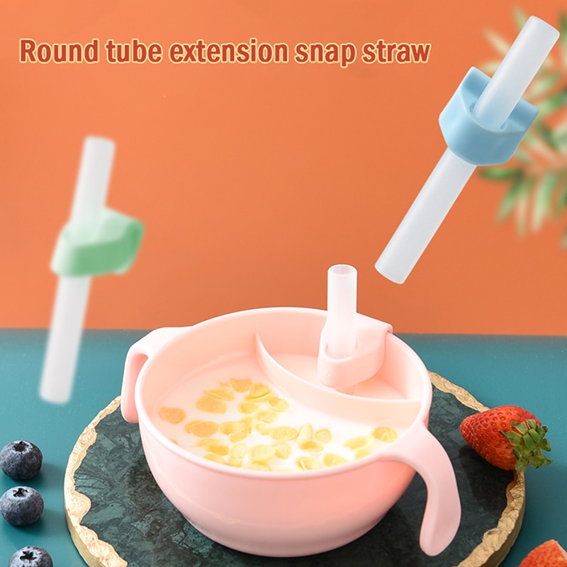 Baby Drinking Straws Baby Reusable Silicone Soup Drinking Straw Snap With Buckle