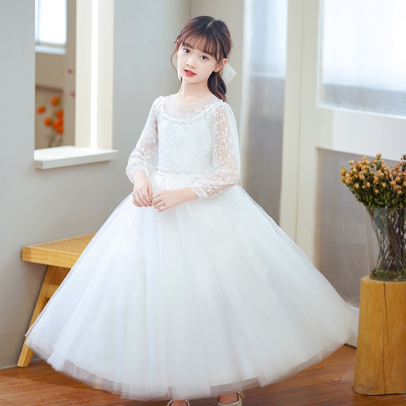Girl dress long sleeve lace gauze shaggy long dress fantasy princess skirt sweet wind