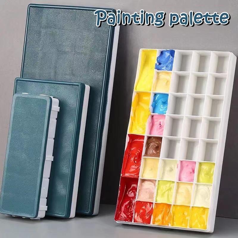 New 1PC *10/12/24/36/48 Compartments Plastic Paint Palette Box Paint Tray With Soft Lid Art Paint Supplies
