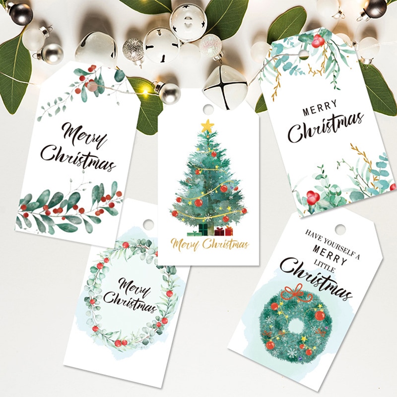 1Set New Year Paper Tags DIY Christmas Tree Message Cards Xmas Gift Label Blessing Tag DIY Hanging Ornaments Xmas Tree Decor