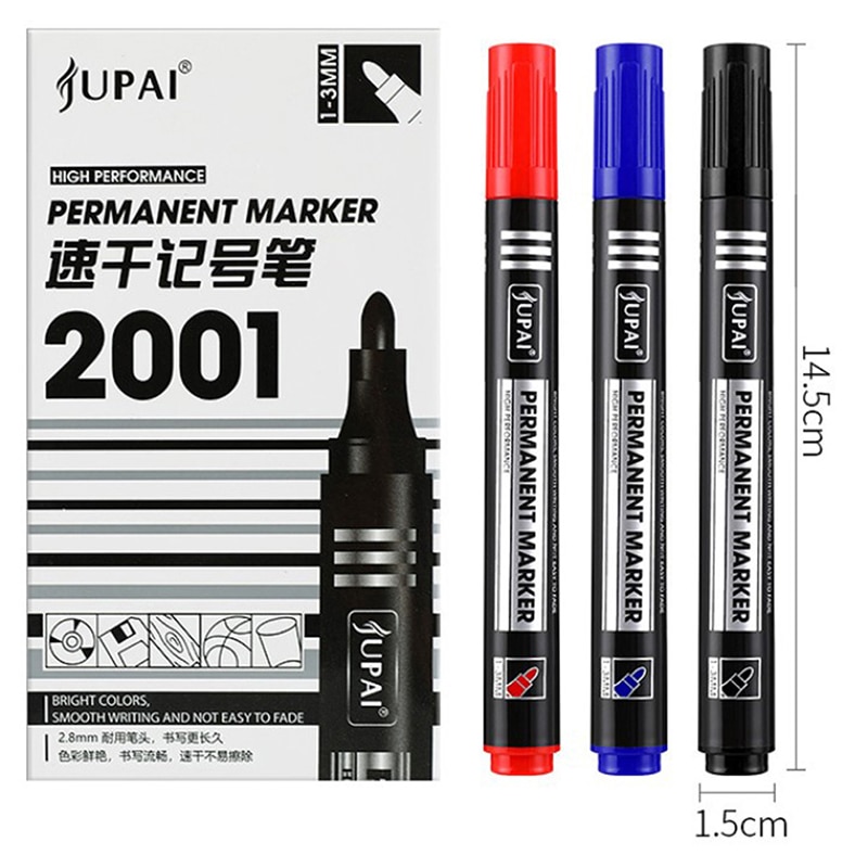 2.8MM Waterproof Marker Pen Oil Dual Tip Nib Black Blue Red Quick-drying Non-erasable Art Marker Pens School Office Stationery