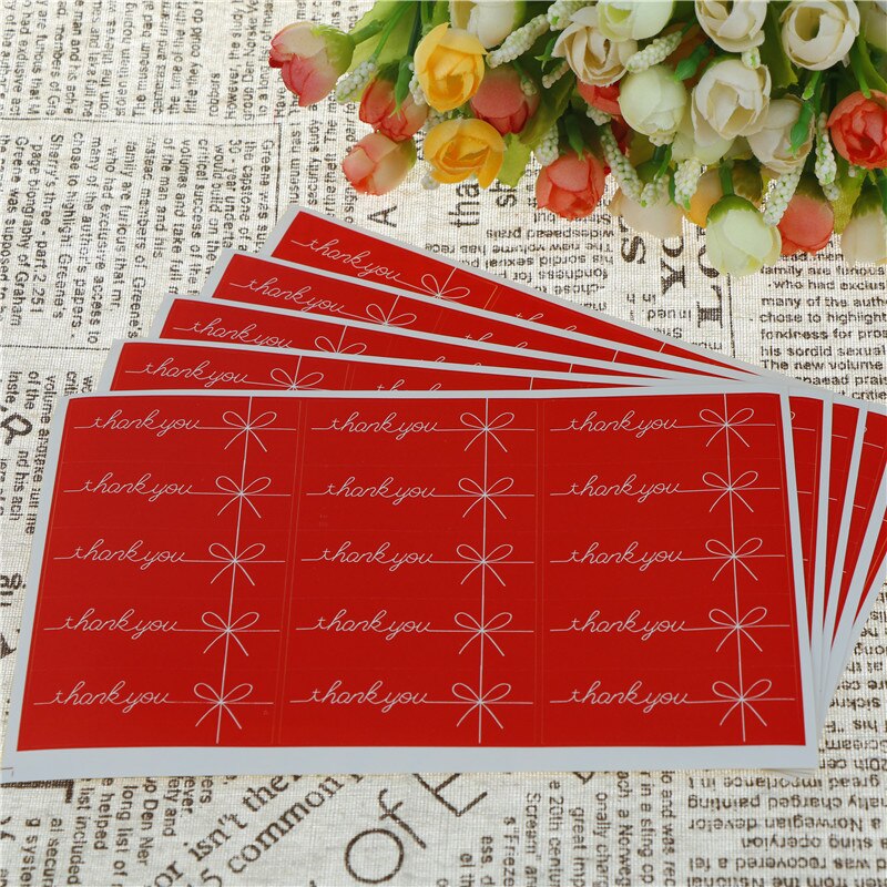 75pcs/set Thank You Bow Adhesive Stickers Rectangle Handmade Cake Packaging Label Kraft Sticker DIY Gift Box Stationery Stickers