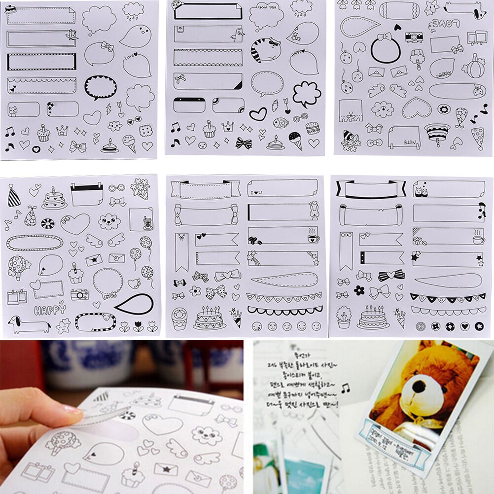 6 sheets/set Black Calendar Paper Sticker for Scrapbook Calendar Diary Planner DIY Sticky Photo Album Decor Kids Children Gift