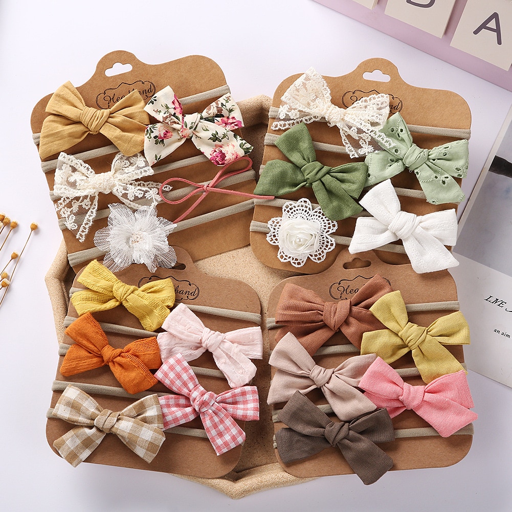 5Pcs/Set Children Elastic Hair Bands Baby Headband Bows For Girls New Born Hairband Soft Toddler Cute Accessories