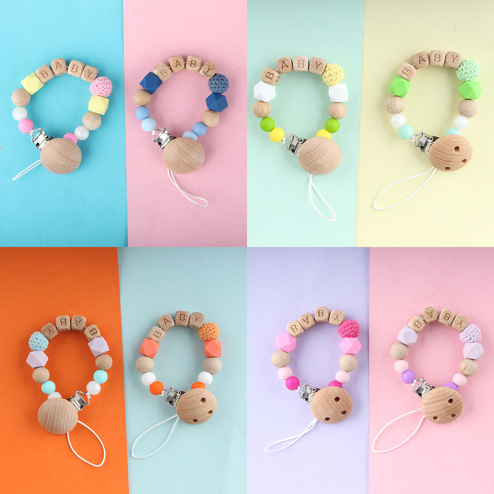 Baby Personalized Pacifier Clip Chain with Name DIY Gifts Dummy Nipples Holder Clips Teethers Toys Anti-lost Babies Accessories