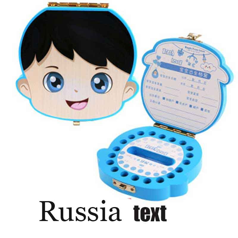Spanish English Dutch/ Portugal French Russia Baby Teeth Box Wood Organizer Milk Teeth Storage Collect Teeth Souvenir Case Kids
