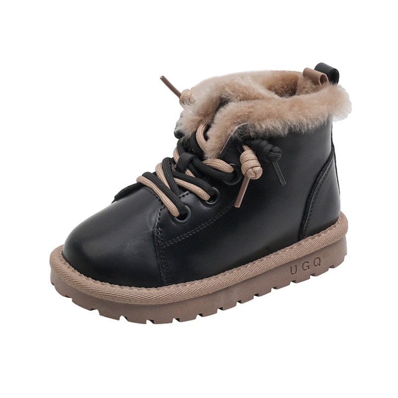 Children Snow Boots Winter New Leather Wool Fur Warm Kids Shoes Waterproof Non-slip Fashion Toddler Boys Girls Boots Botines