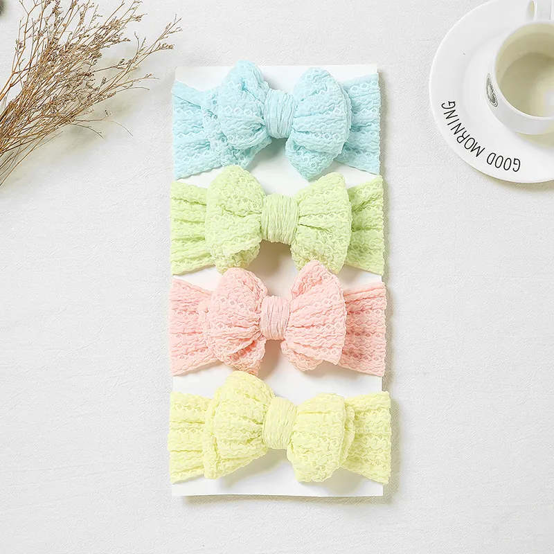 Double Layer Bows Turban Baby Headbands Elastic Hairband Girl Nylon Hair Accessories Children St. Patrick's Day Headwear Gr