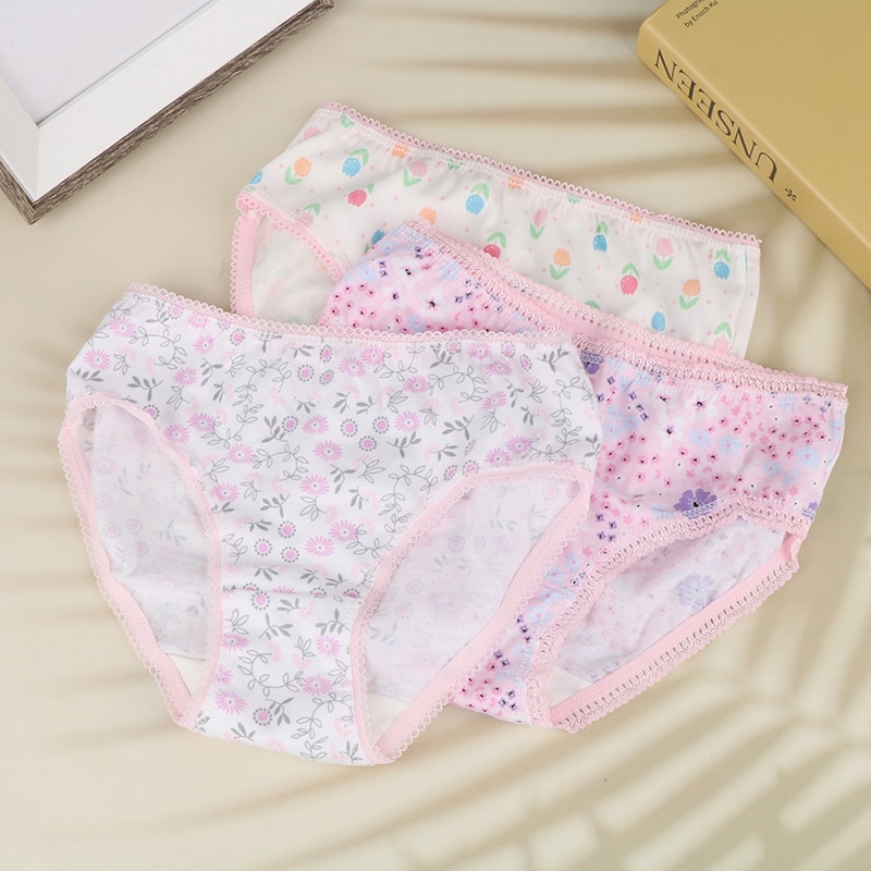 1PC Cute Pattern Underwear Pure Cotton Breathable Middle Waist Girl's Underwear For 3 To 7 Years Girl