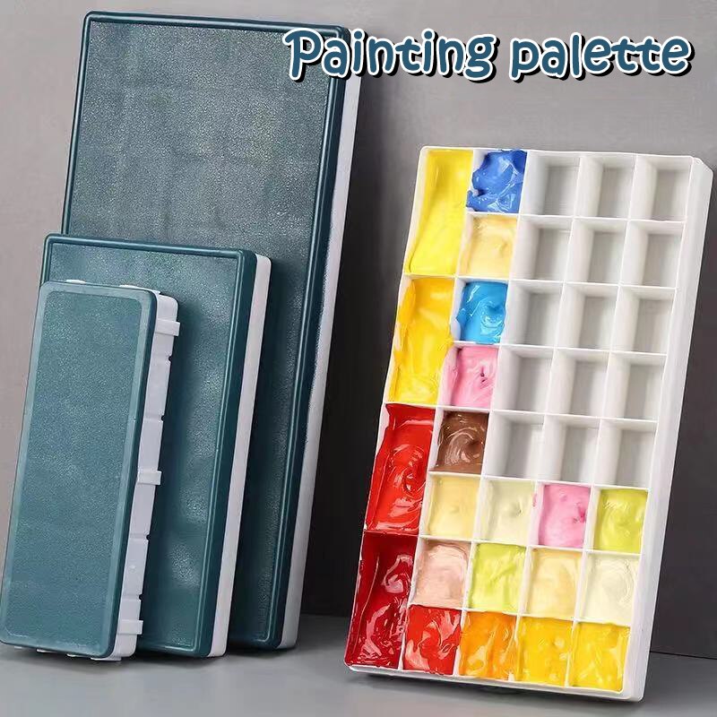 10/12/24Grid Color Palette Paint Box Compartment Plastic Soft Box Silicone With Cover Flip Transparent Rectangular Oil Paint